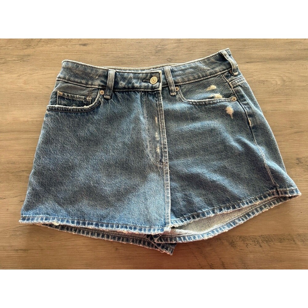American Eagle Mom Denim Skort Comfort Stretch Waistband Size 2